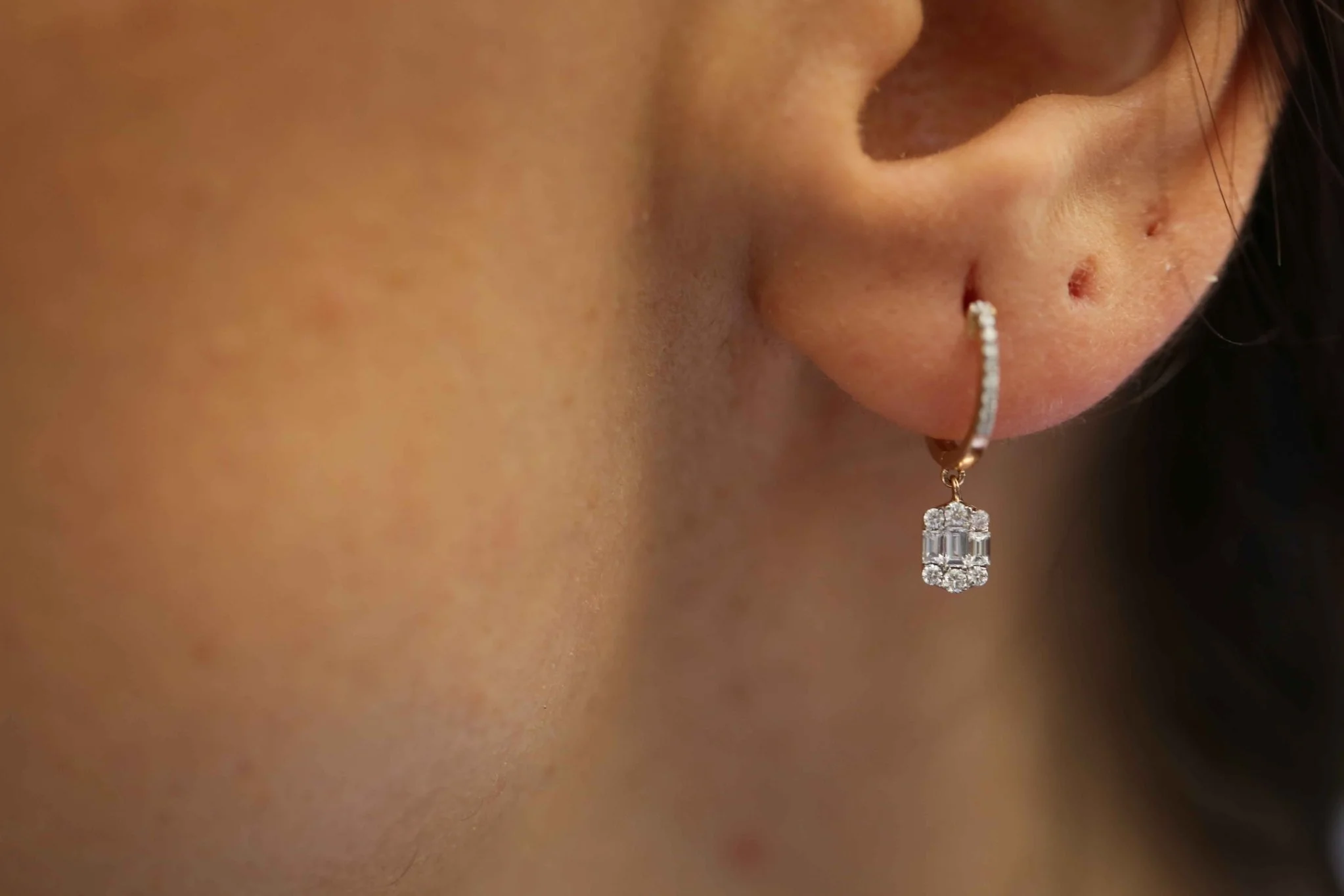 Altıgen Pırlanta Küpe - 3