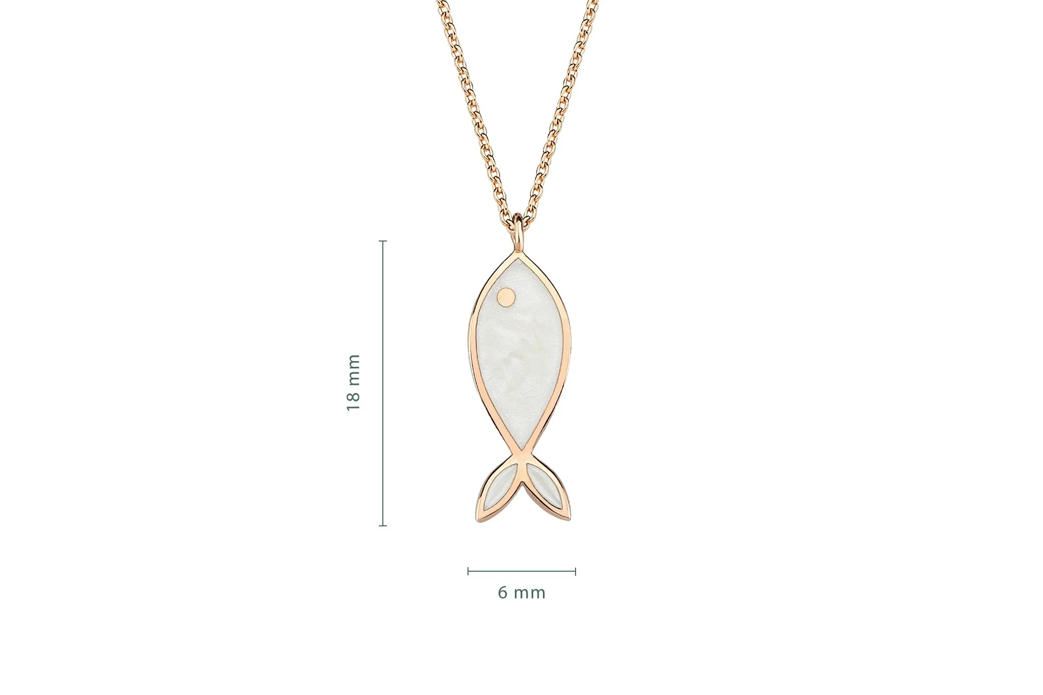 Beyaz Mineli Balık Kolye - 2