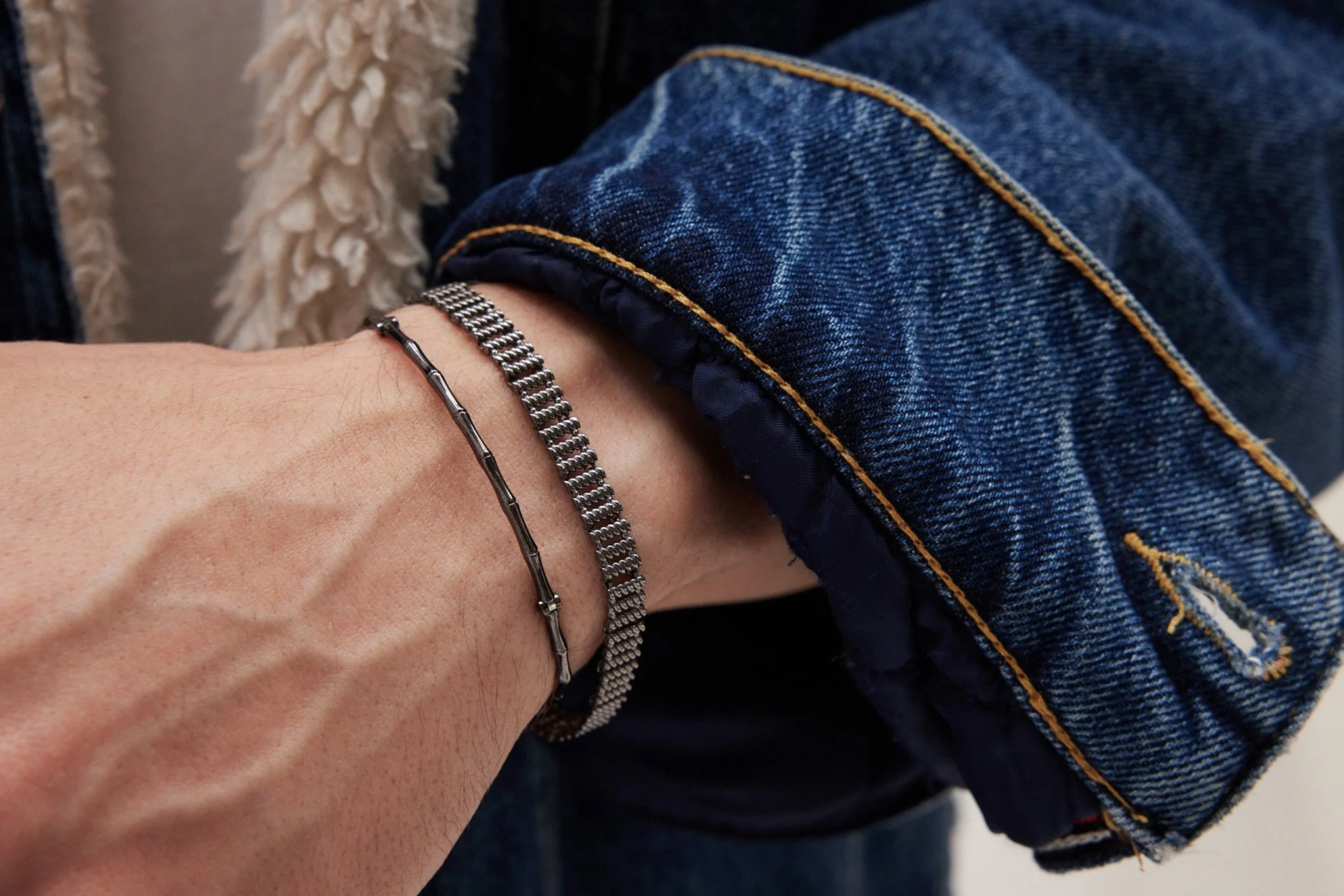 Bone Silver Bangle - 2