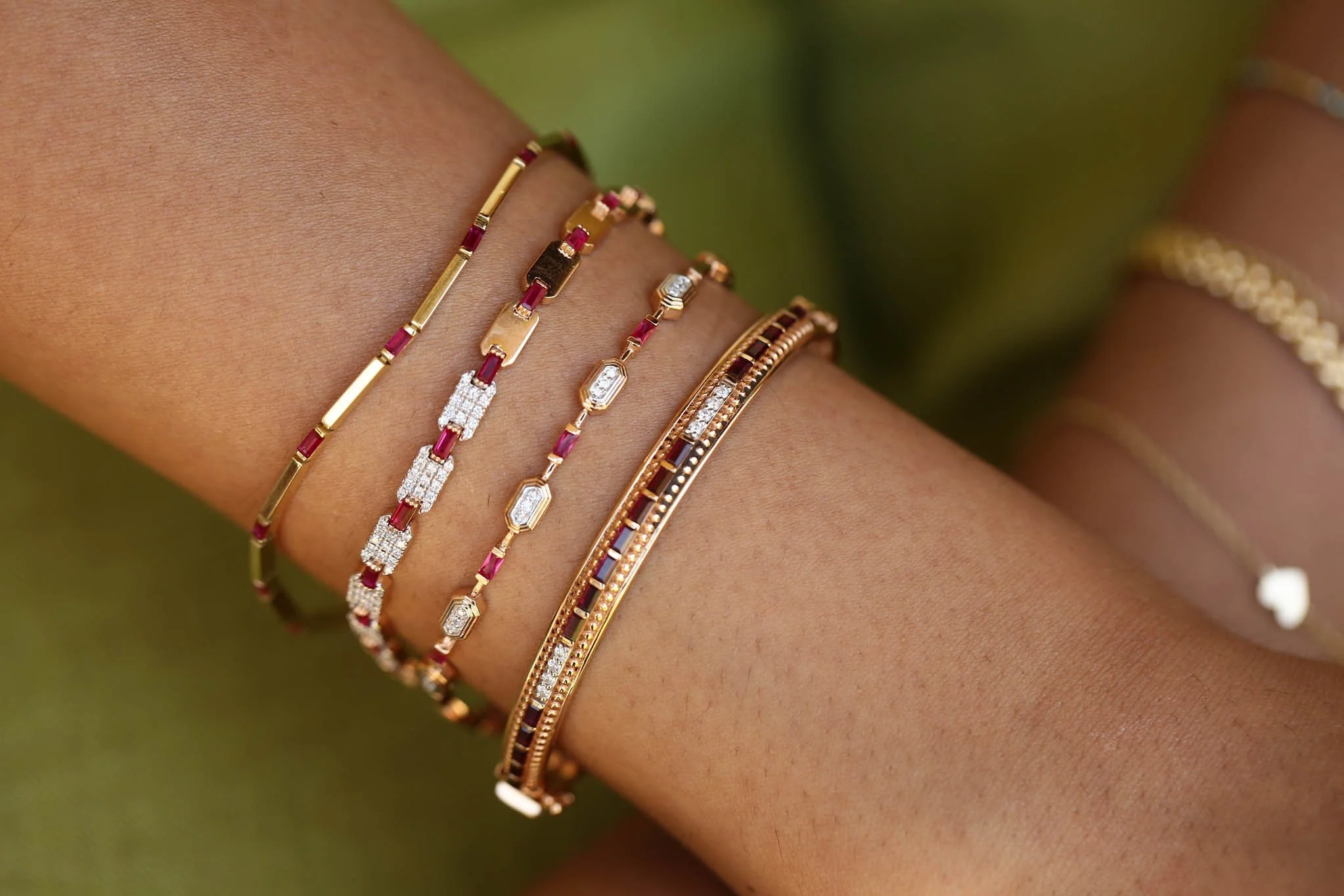 Cable Ruby Bangle - 2