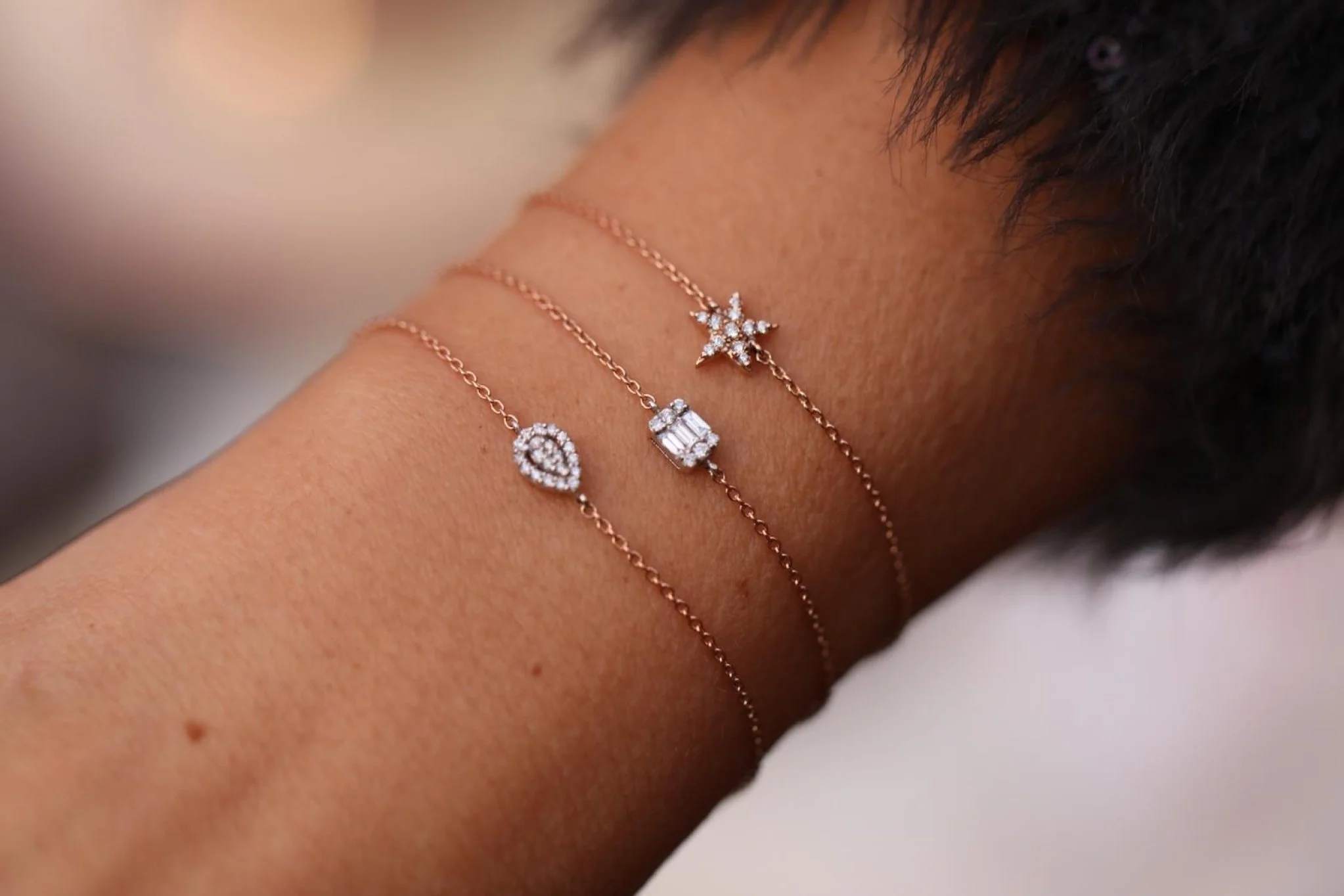 Damla Pırlanta Zincirli Bilezik - 3