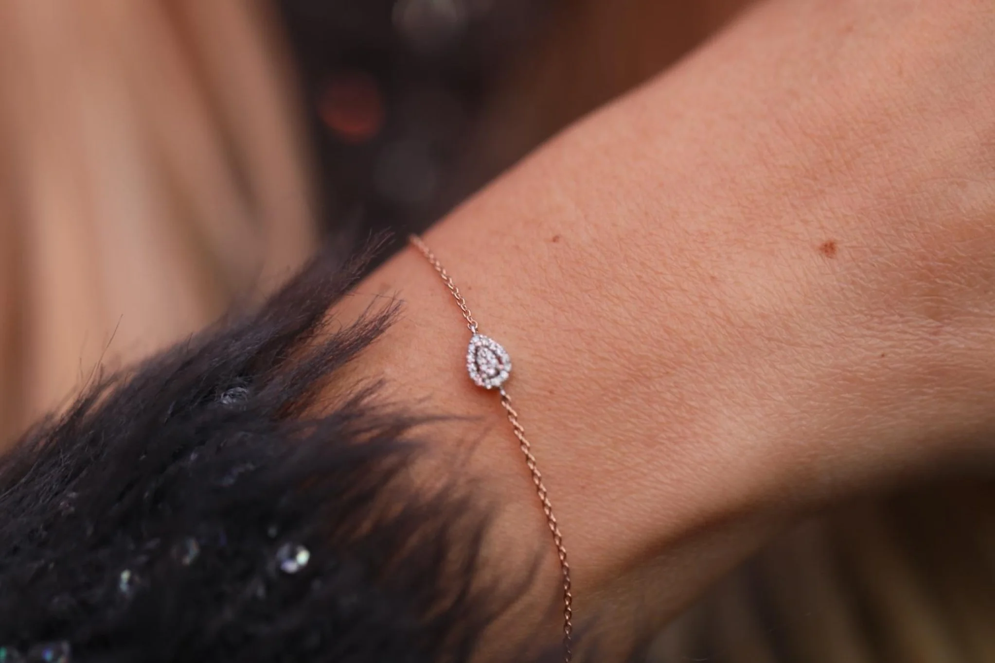 Damla Pırlanta Zincirli Bilezik - 1