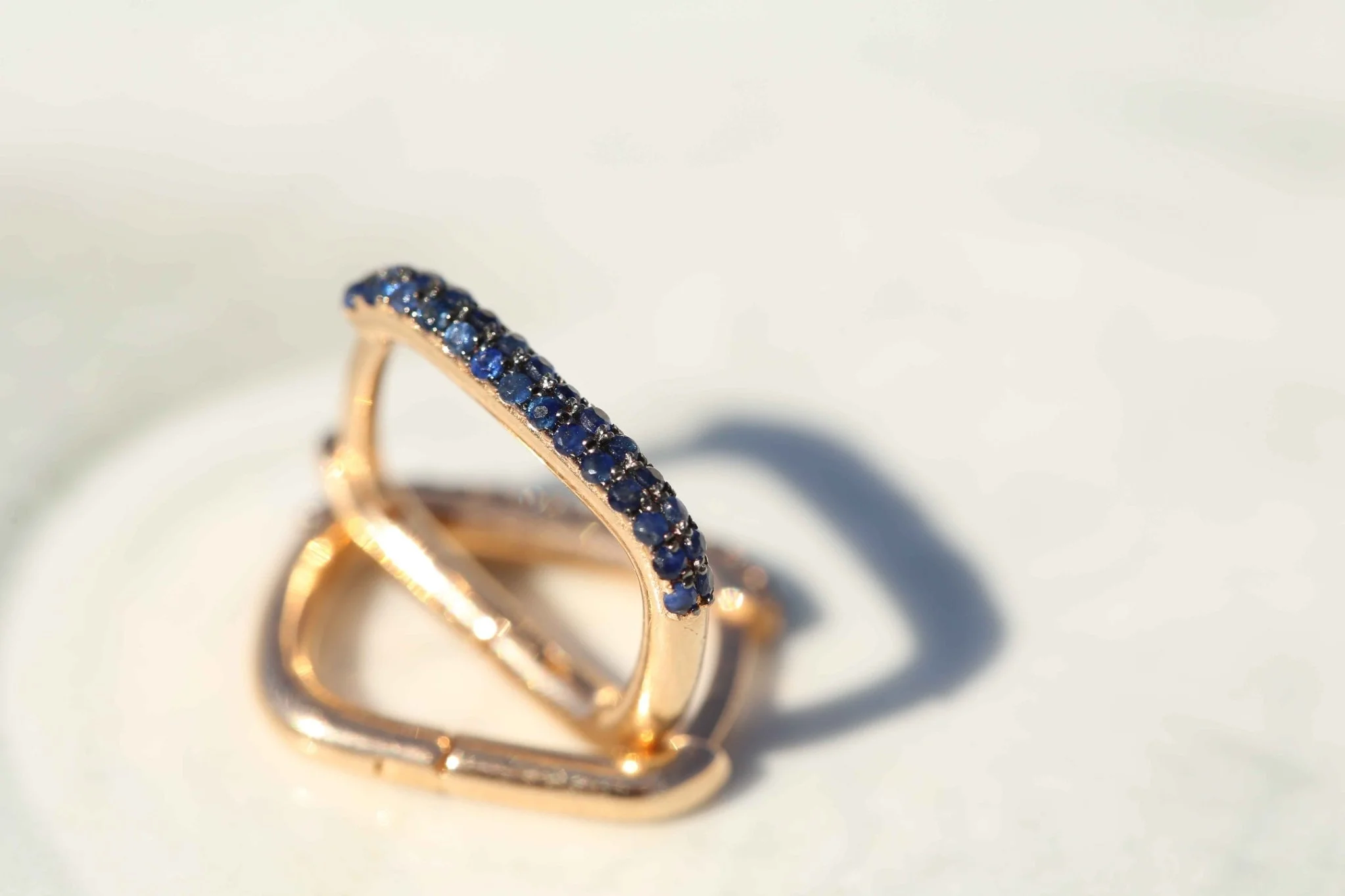 Dikdörtgen Safir Küpe - 1