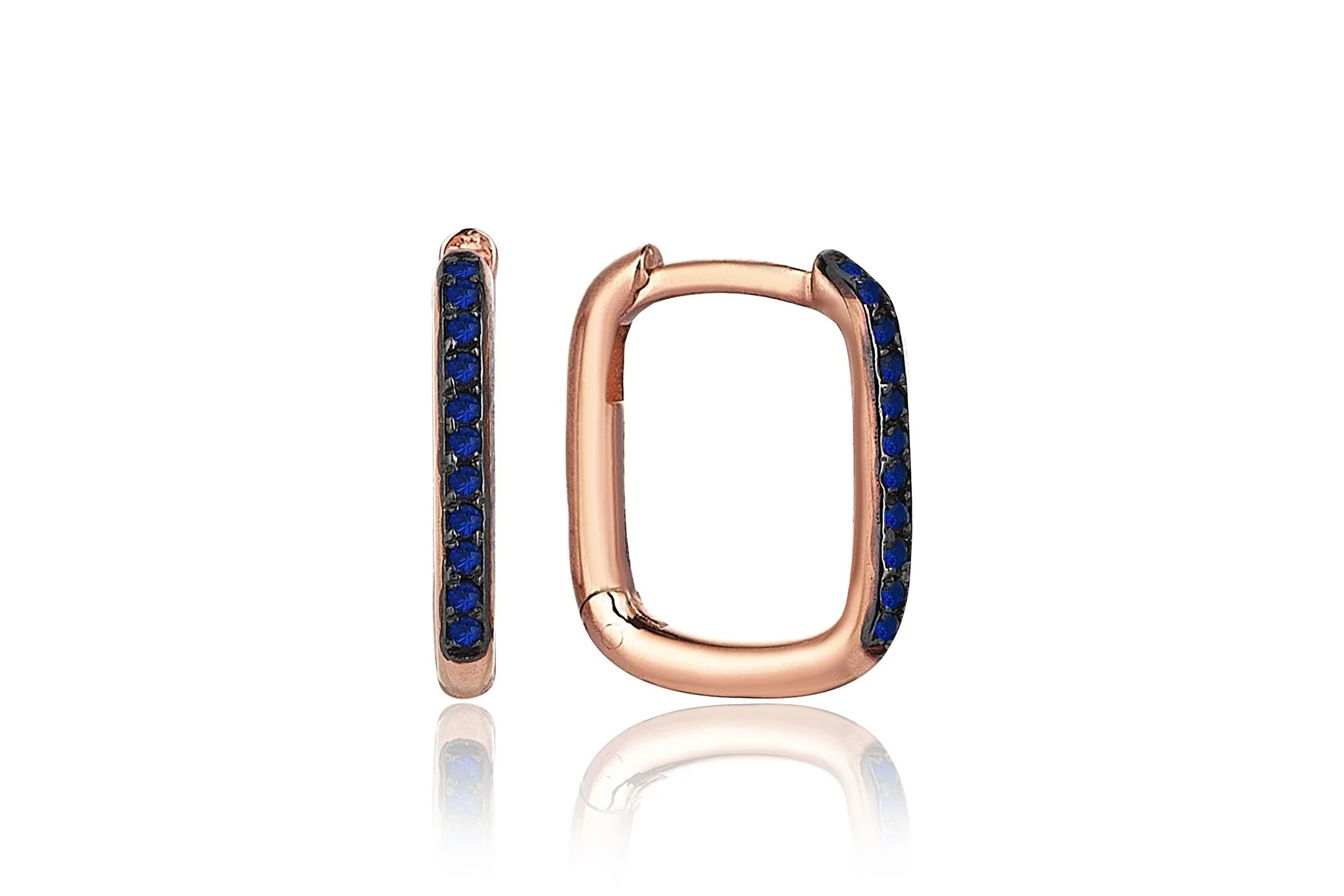 Dikdörtgen Safir Küpe - 2