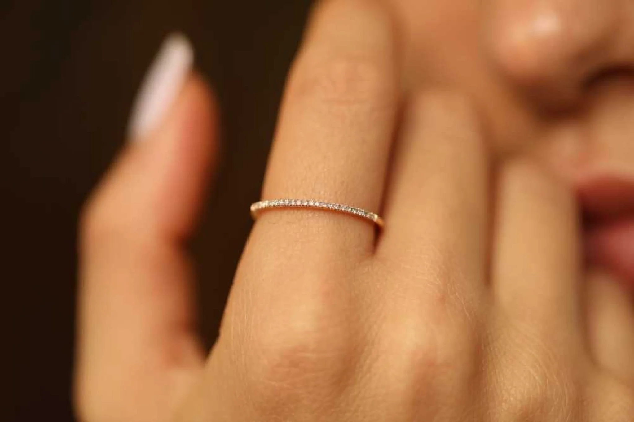 En İnce Yarım Tur Pırlanta Yüzük - 5