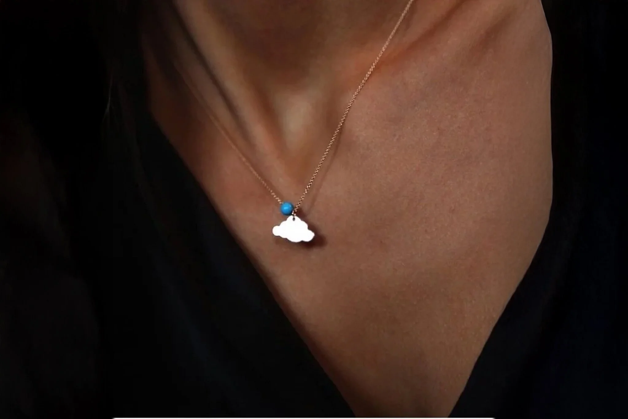 Firuze Taşlı Bulut Kolye - 1