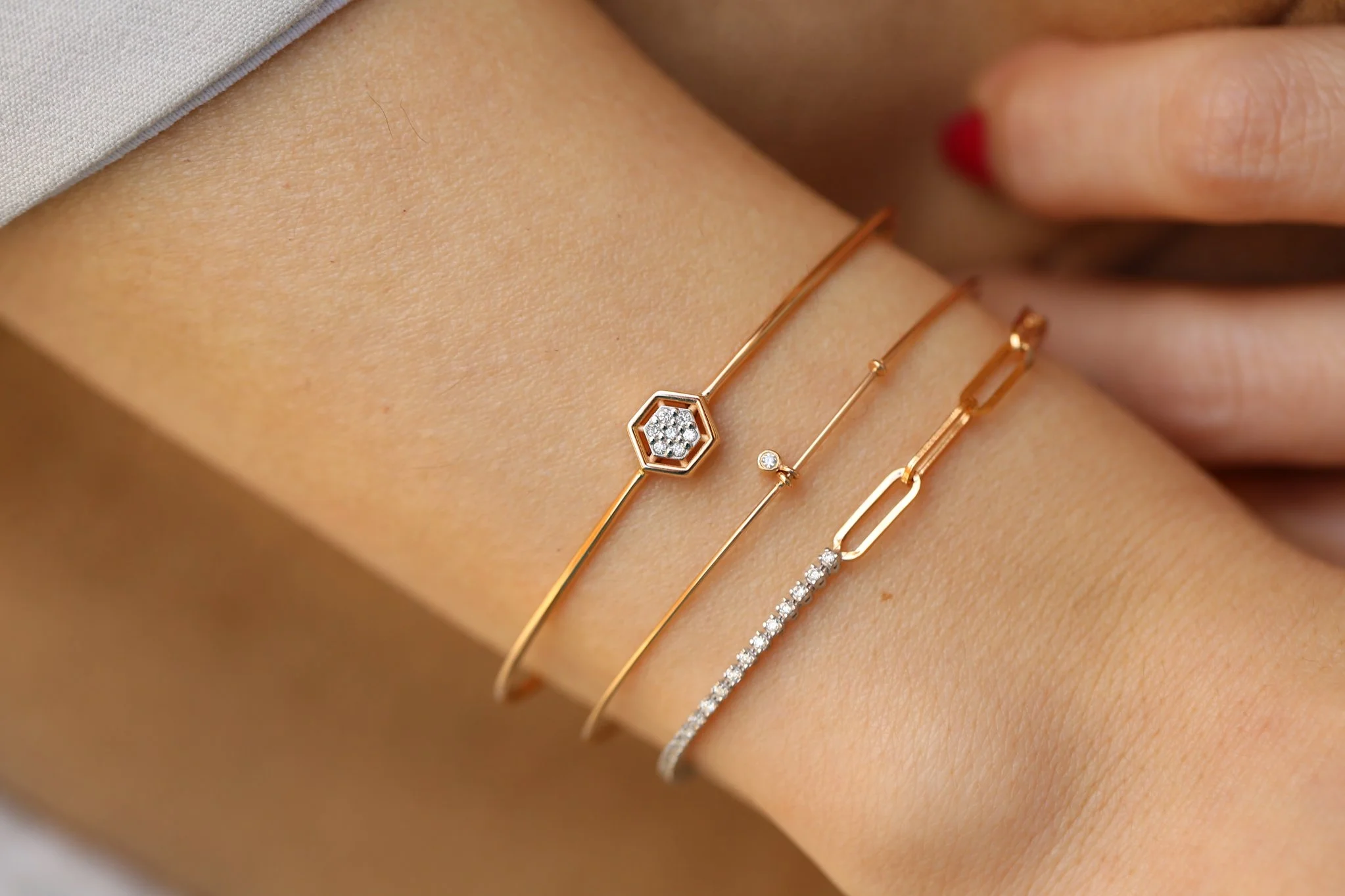 Hexa White Bangle - 3