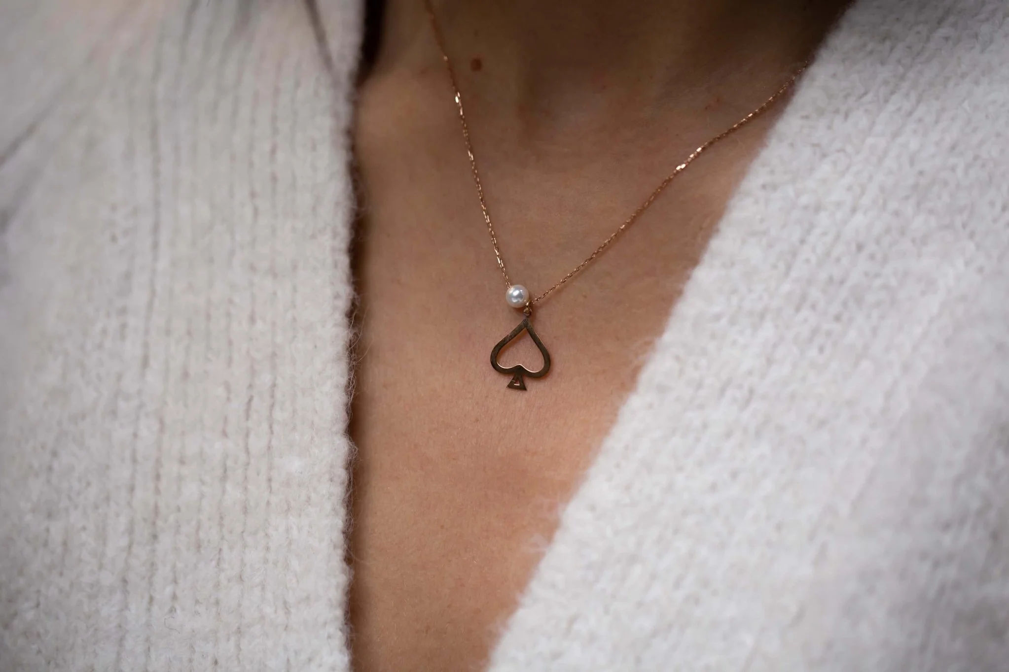 İnci Taşlı Maça Kolye - 1