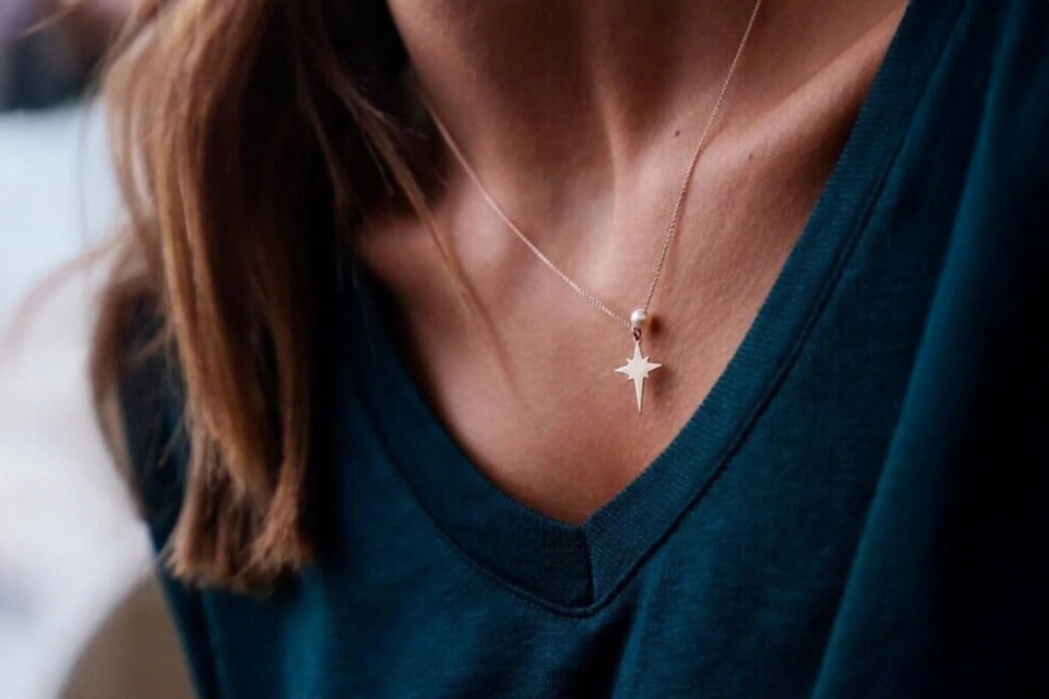 Kutup Yıldızı Kolye İnci Taşlı - 1