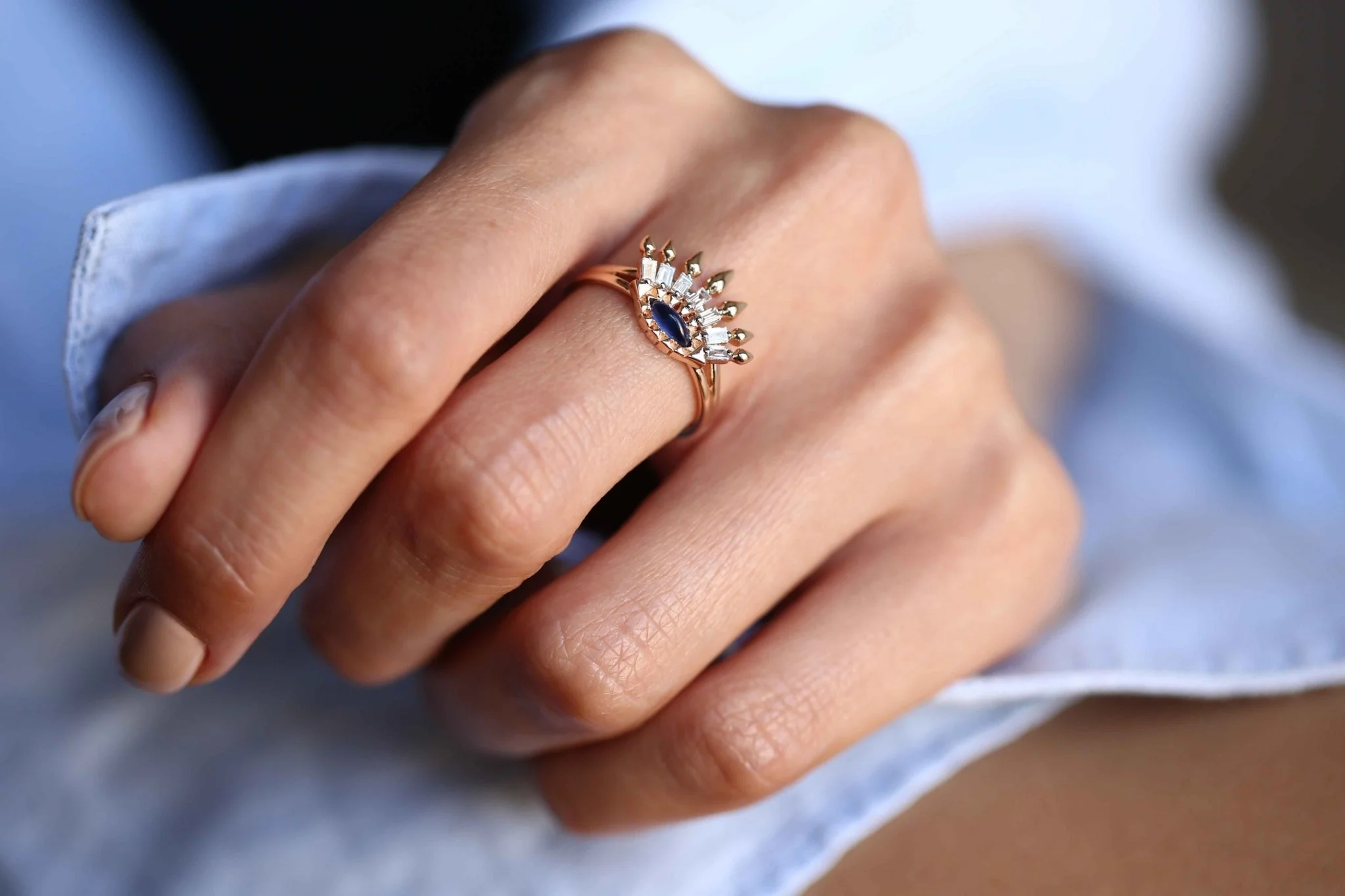 Mavi İstiridye Bar Yüzük - 1