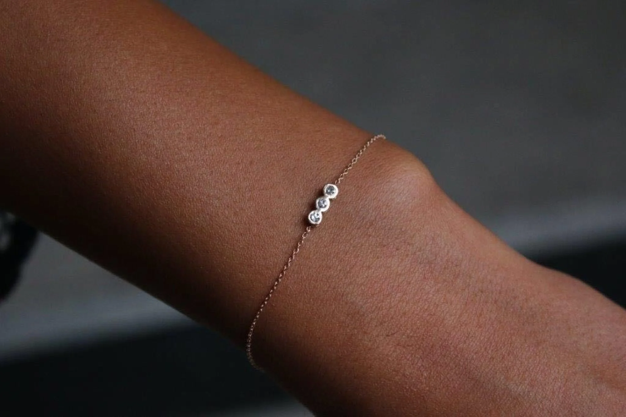 Mini Üç Taş Pırlanta Bilezik - 2