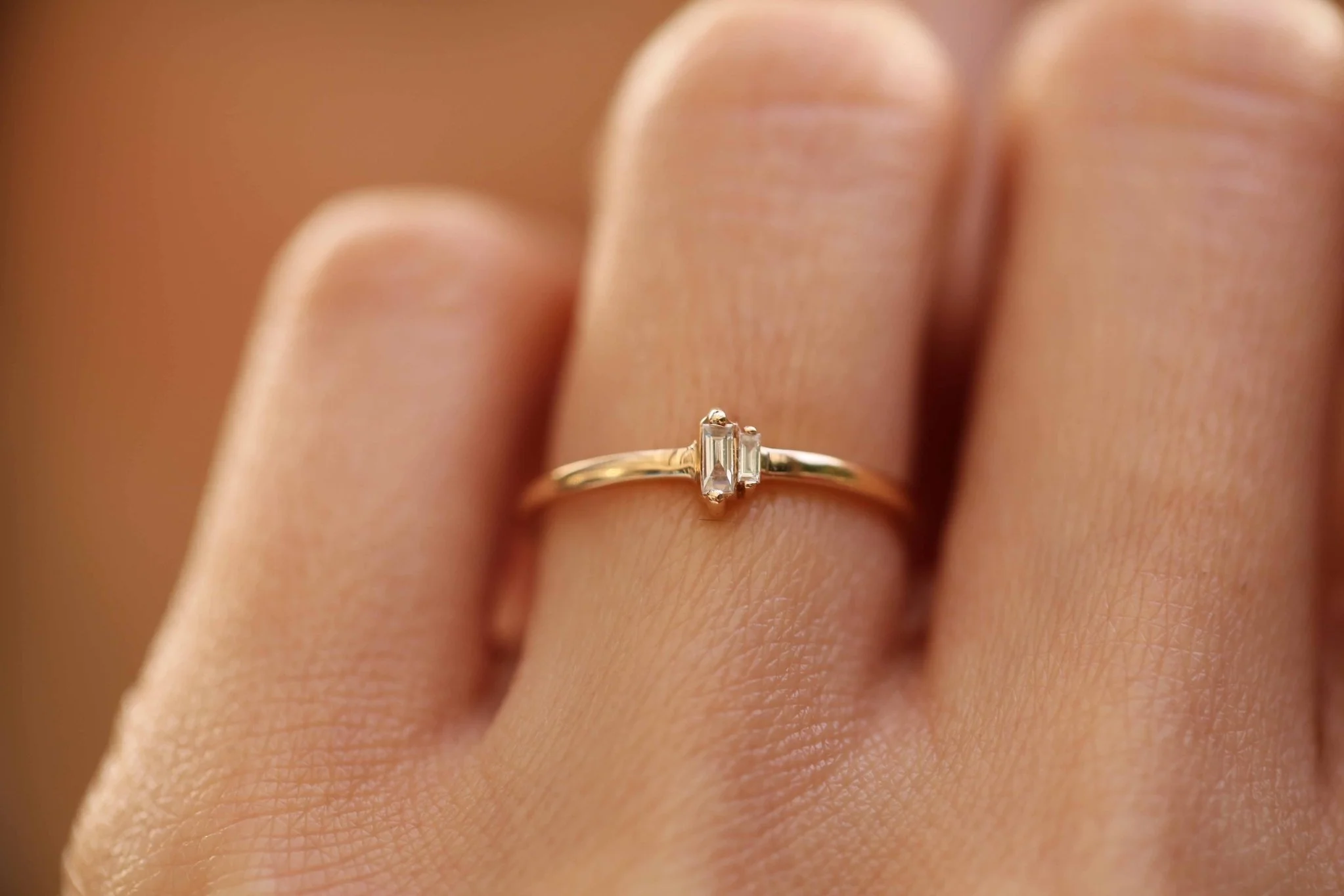 Mini Çift Baget Pırlanta Yüzük - 1