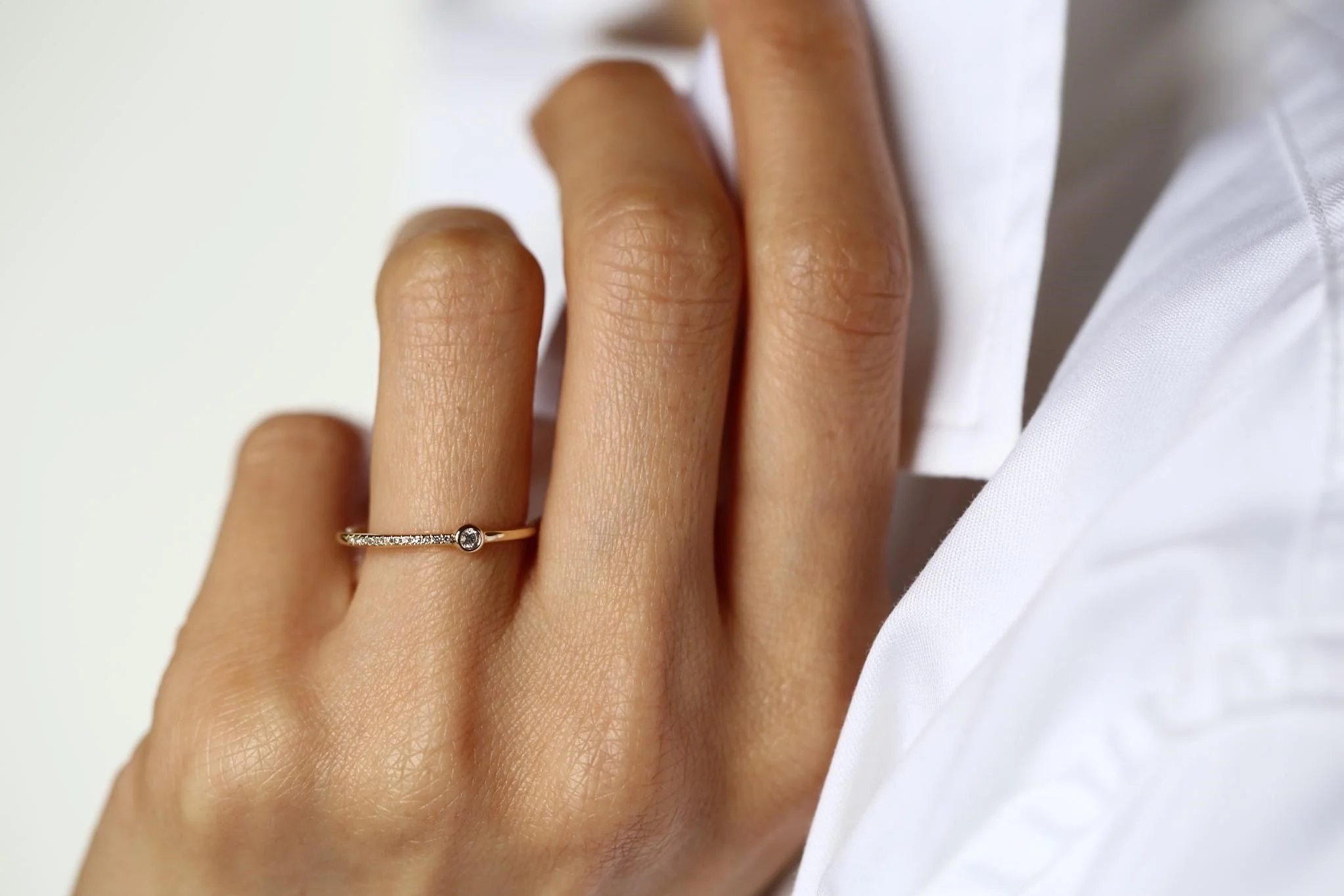 Mini Tek Sıra Taş Yüzük - 4