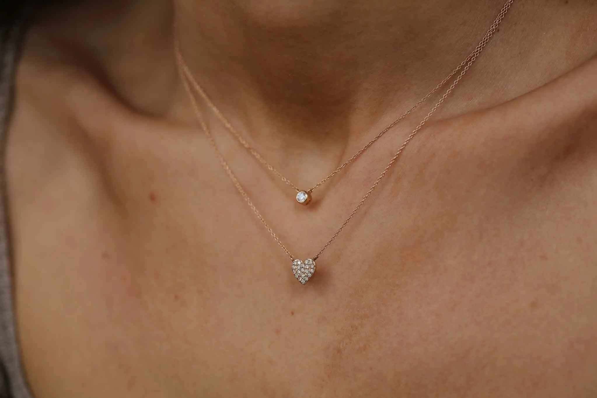 Mini Tek Taş Pırlanta Kolye - 1