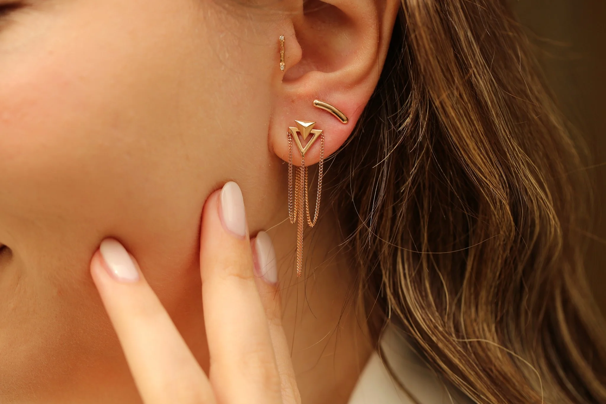 Piramit Chain Küpe - 1