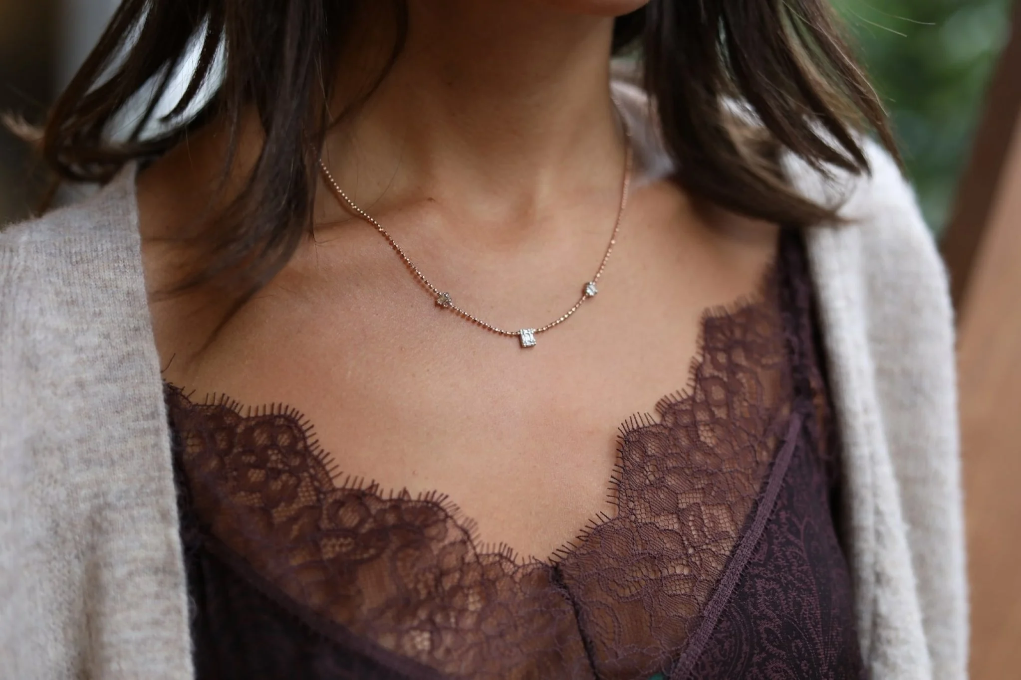 Sıra Baget Pırlanta Kolye - 1