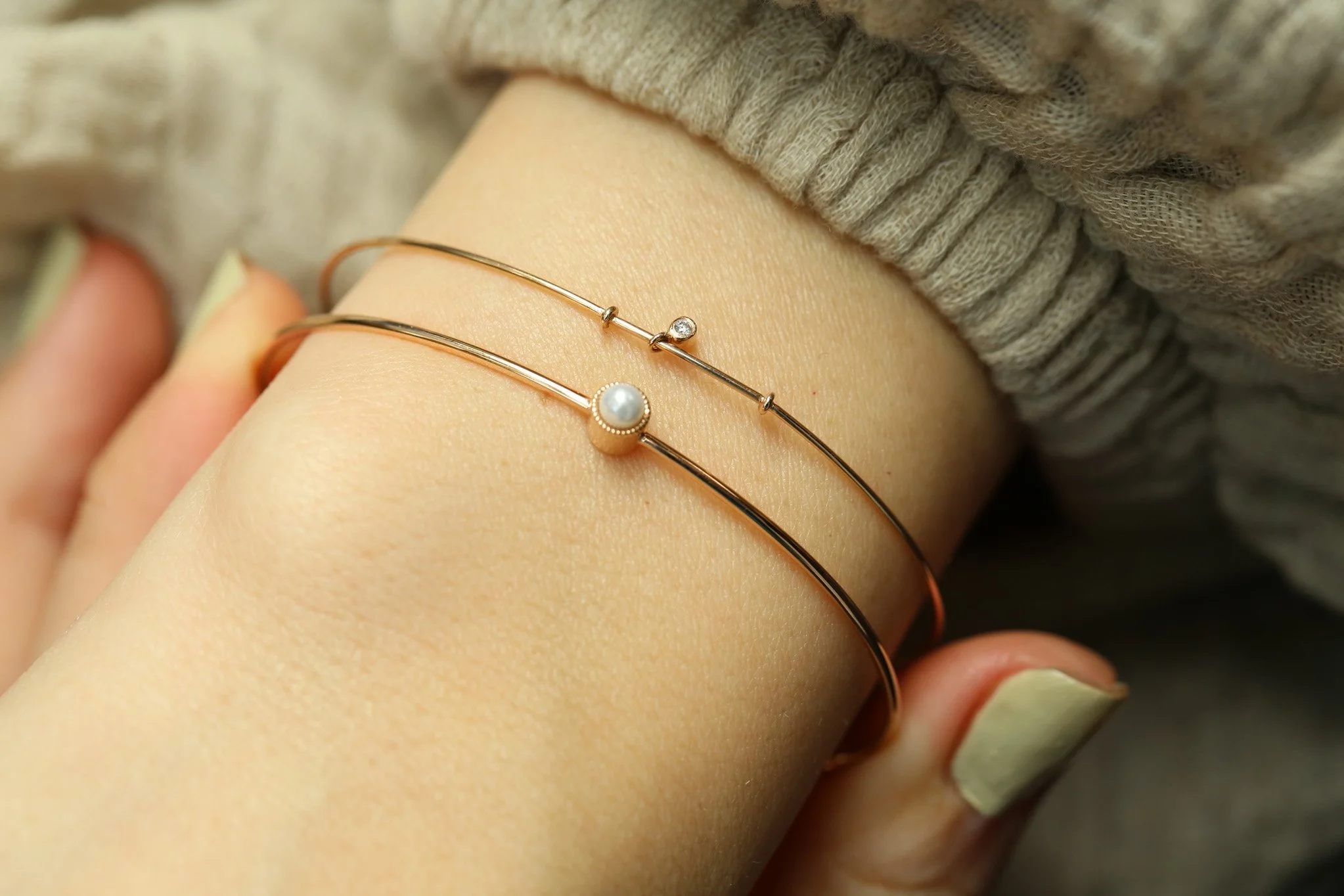 Thin Pearl Bangle - 1