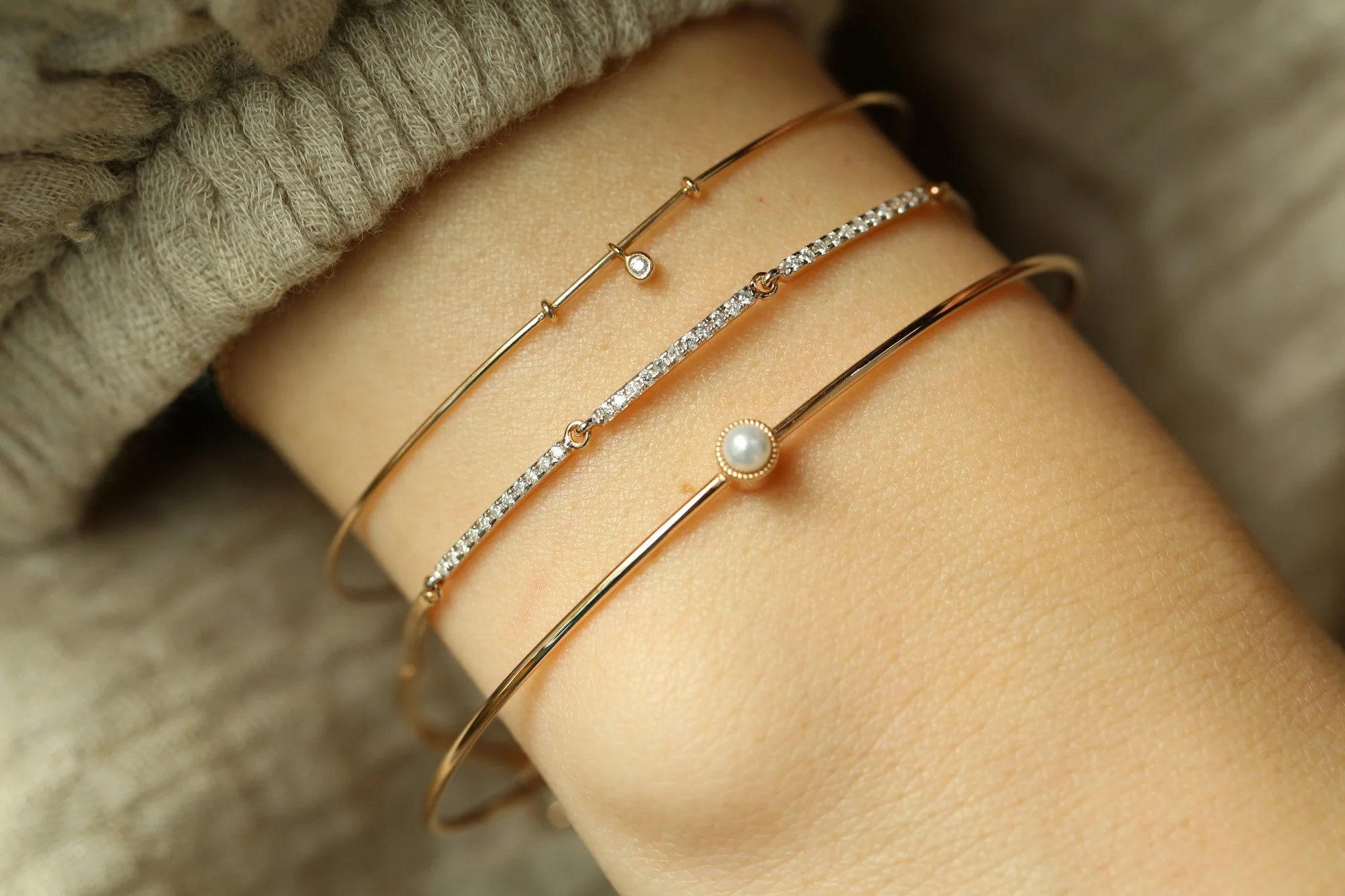 Thin Pearl Bangle - 3