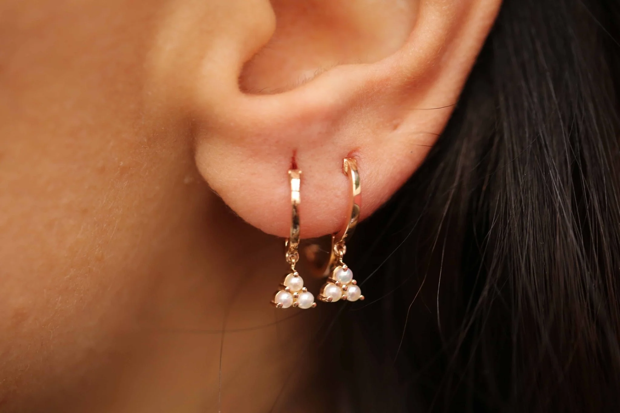 Üç İnci Halka Küpe - 1