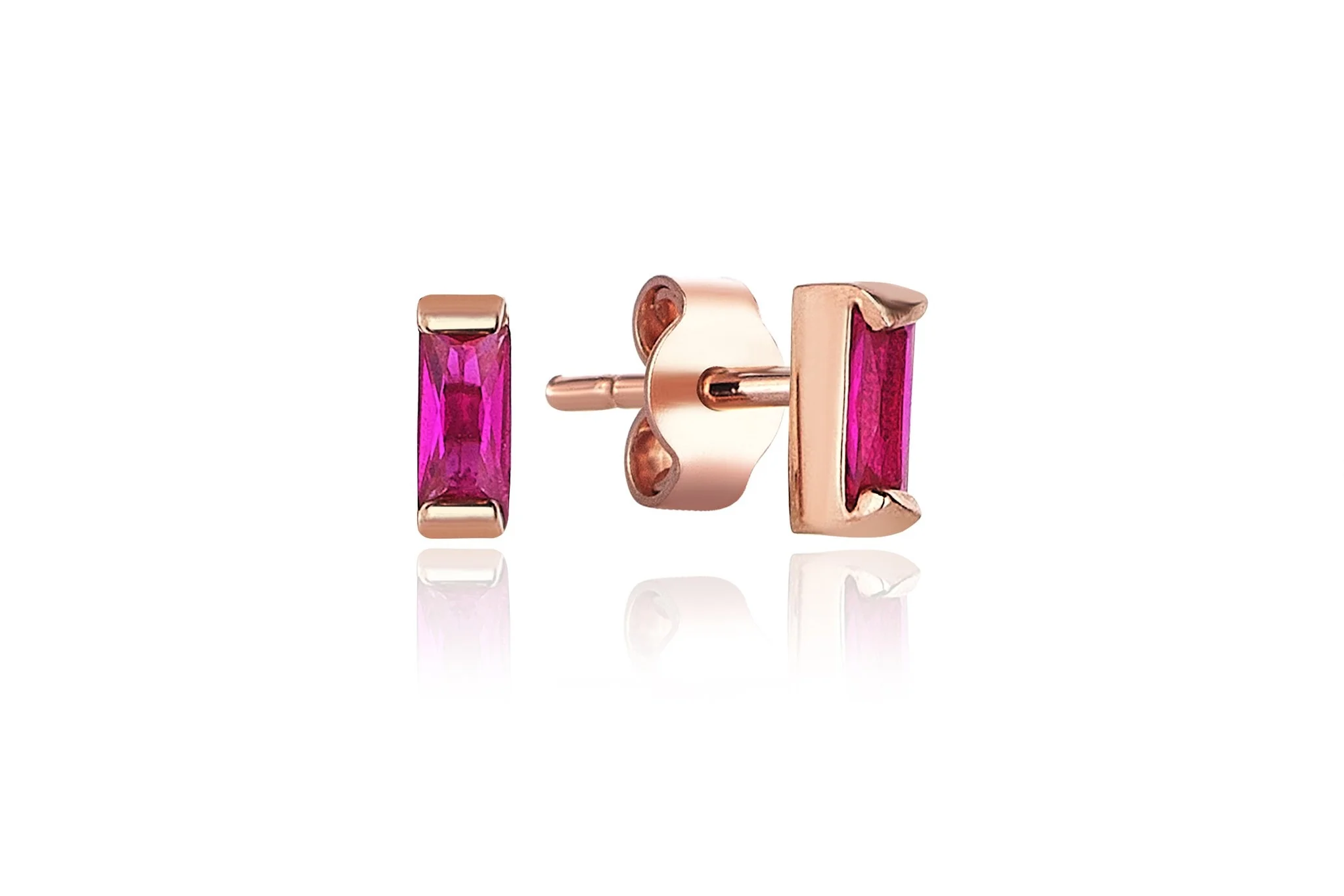 Yakut Taşlı Baget Küpe - 2