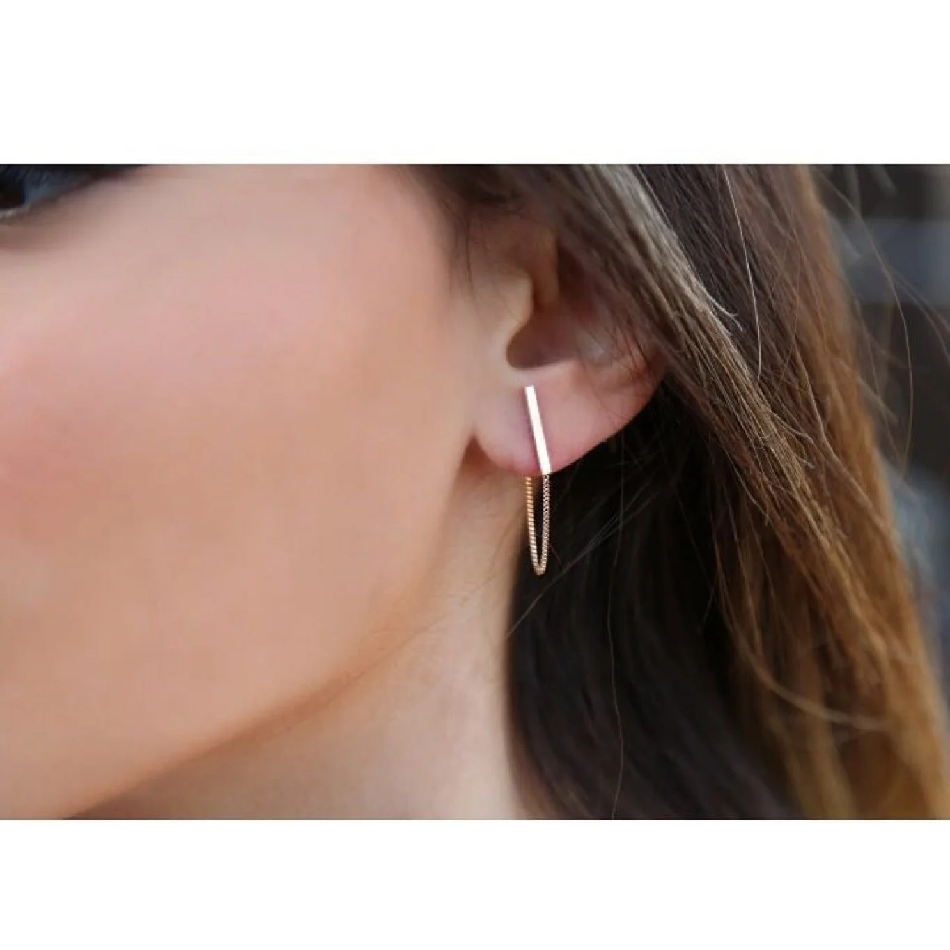 Yarı Zincirli Kısa Çubuk Küpe - 2